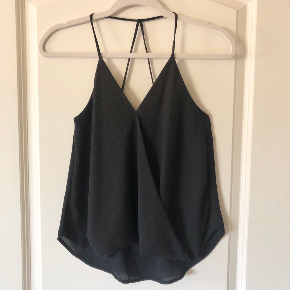 Kimcine Black Strappy Criss Cross Back Cami Tank Top Small